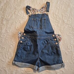 Mini Boden girls size 9/10 jean short overalls have stretch VGUC